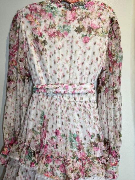 RARE Rococo Sand White Pink Floral Maxi Gown - Gold Mirror Embroidery - NWOT - Picture 6 of 7